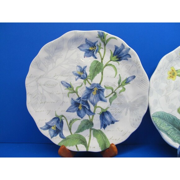 Pier 1 Flower Motifs Botanical Floral Textured Scalloped 9" Salad Plates (2) - Picture 9 of 12